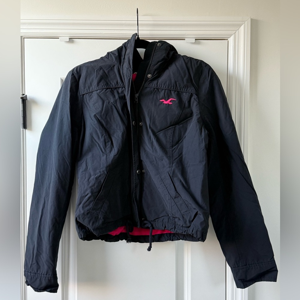 Hollister blue rain jacket